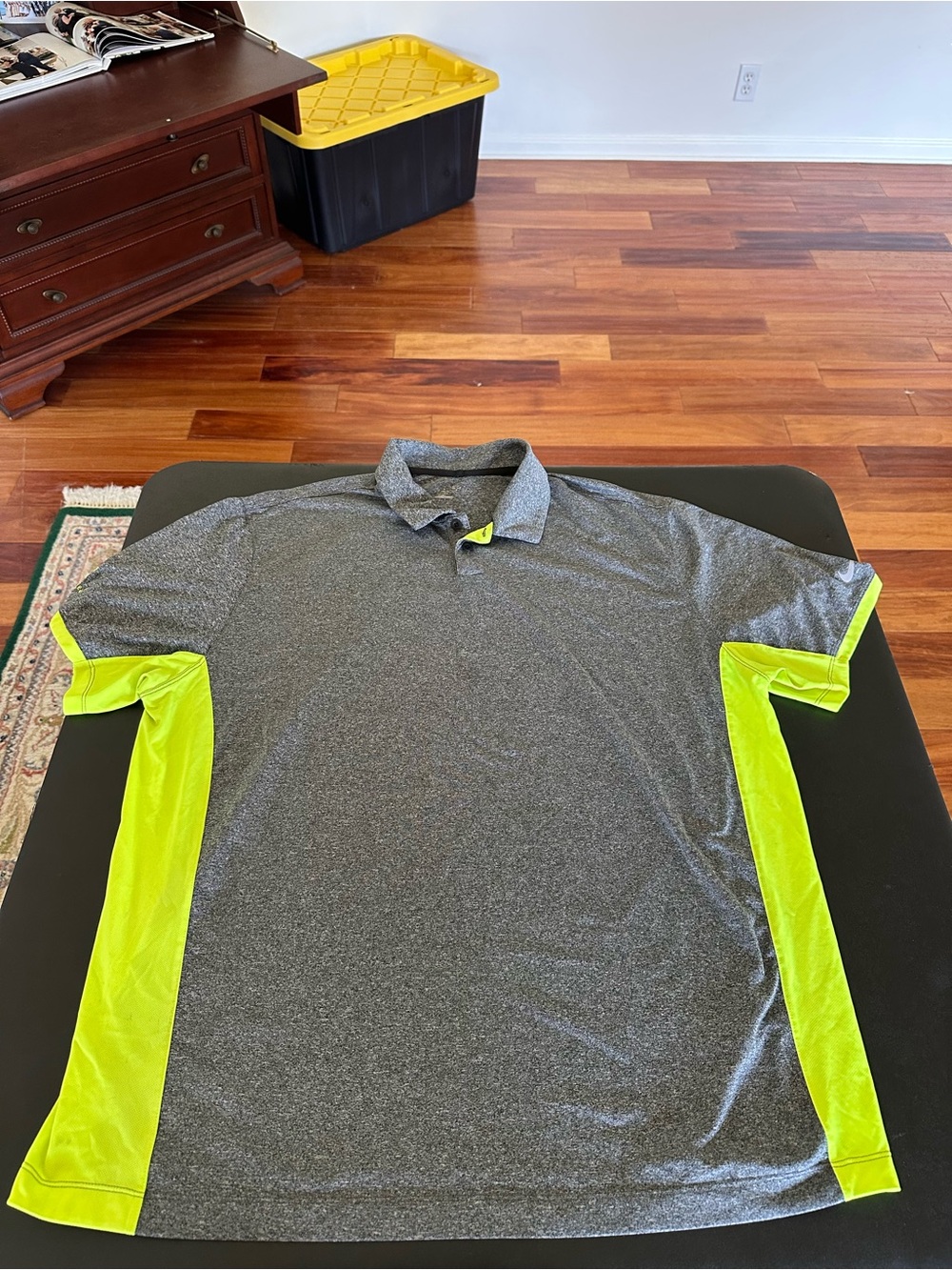 Nike Men's Heather Gray Polo with Neon Yellow Silverleaf Golf Club Logo Size 2XL